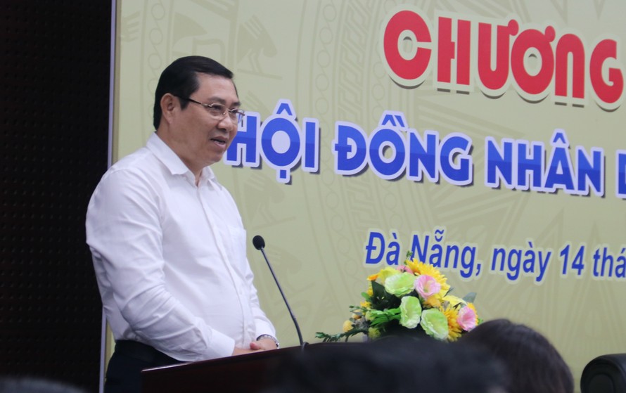 Ông Huỳnh Đức Thơ phát biểu cảm ơn nhân dân TP Đà Nẵng và các lực lượng tham gia công tác tổ chức thành công sự kiện Tuần lễ cấp cao APEC. Ảnh Nguyễn Thành