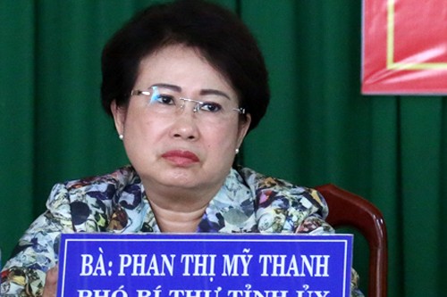 Bà Phan Thị Mỹ Thanh tại buổi tiếp xúc cử tri sáng 2/5.