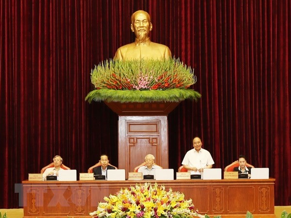 Thủ tướng Chính phủ Nguyễn Xuân Phúc điều hành phiên thảo luận. (Ảnh: Trí Dũng/TTXVN)