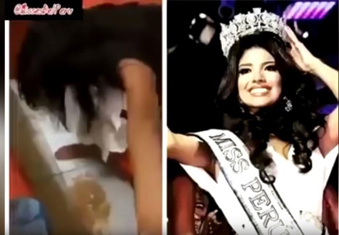 Hình ảnh say xỉn của hoa hậu Peru được cắt từ clip.