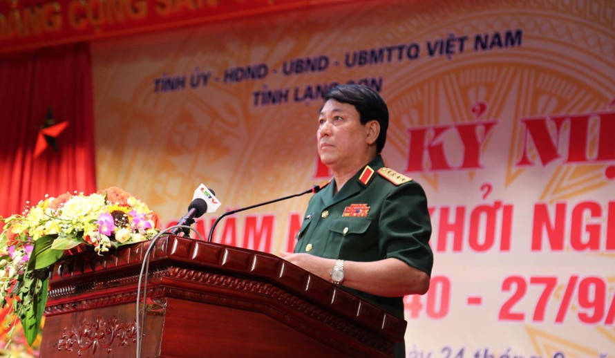 Đại tướng Lương Cường phát biểu tại Lễ kỷ niệm .Ảnh: Duy Chiến