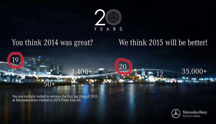 Thông điệp cho thấy 19 mẫu xe mới ra mắt năm 2014 và con số này hẳn là 20 trong năm 2015 để có thể tốt hơn!
