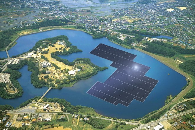 Toàn cảnh nhà máy điện Mặt trời nổi Yamakura (Nguồn: Kyocera) Theo phóng viên TTXVN tại Tokyo, 
