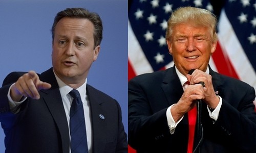 Thủ tướng Anh David Cameron (trái) và ứng viên tổng thống Mỹ đảng Cộng hòa Donald Trump. Ảnh: Reuters.