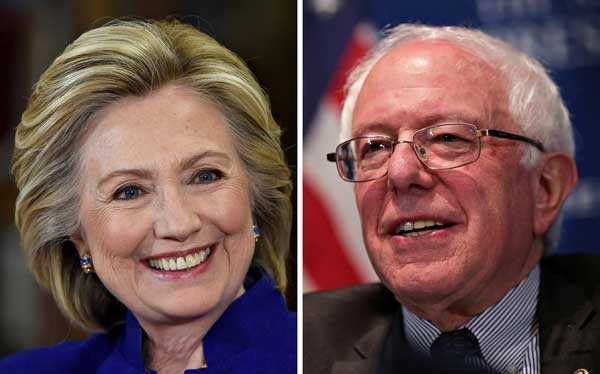 Bà Hillary Clinton (trái) và ông Bernie Sanders (Ảnh: Getty)