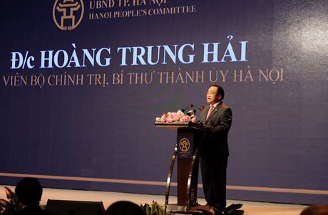 Bí thư Thành ủy Hà Nội Hoàng Trung Hải phát biểu khai mạc Hội nghị