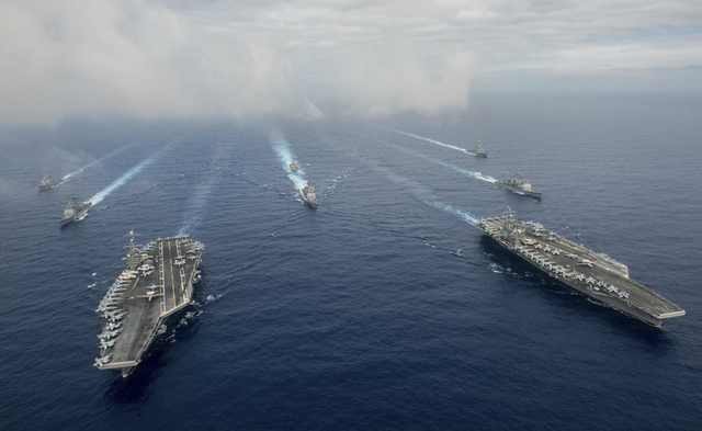 Các tàu sân bay Mỹ đẫn đầu các nhóm tàu sân bay tấn công di chuyển ở Biển Philippines ngày 18/6