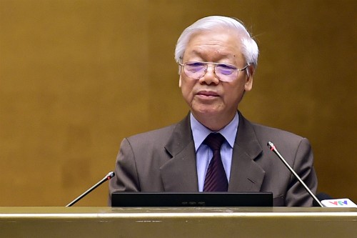 Tổng bí thư Nguyễn Phú Trọng phát biểu khai mạc Hội nghị. Ảnh:VGP