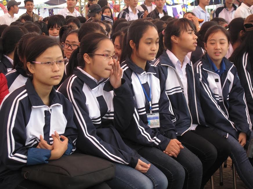 Ảnh: học sinh lớp 12 của Hưng Yên tham gia ngày hội tư vấn tại cơ sở II của ĐH Thủy lợi 