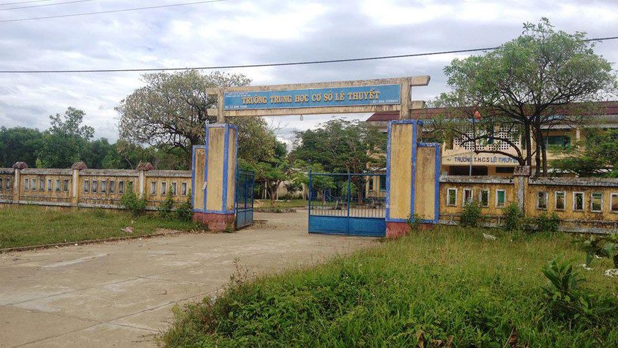 Trường THCS Lê Thuyết- nơi xảy ra vụ cô giáo bị hiếp dâm giữa ban ngày. 