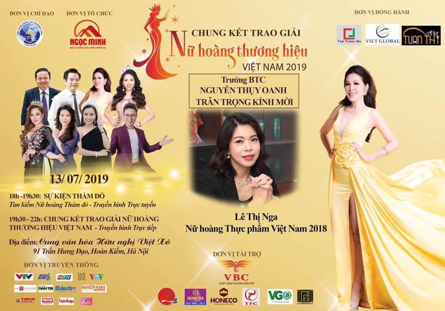 Không cho tổ chức chương trình Tôn vinh Nữ hoàng thương hiệu Việt Nam 2019