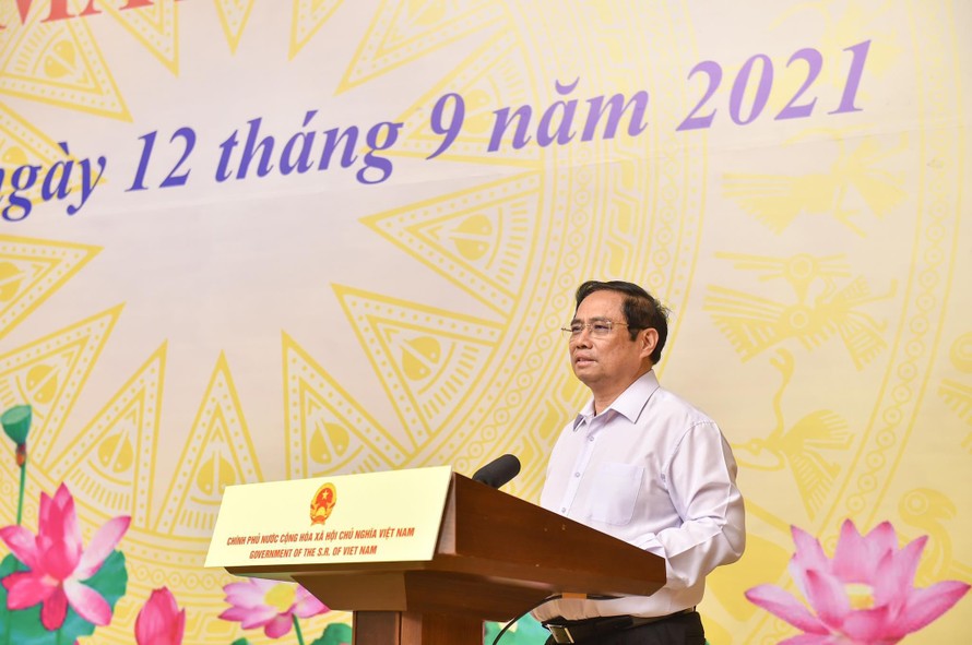 Thủ tướng Phạm Minh Chính phát biểu tại chương trình tối 12/9. Ảnh: Nhật Bắc