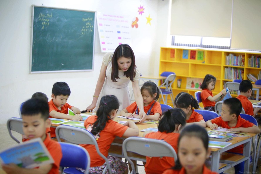 Một giờ học của cô trò Trường tiểu học Chu Văn An, quận Tây Hồ (Hà Nội).