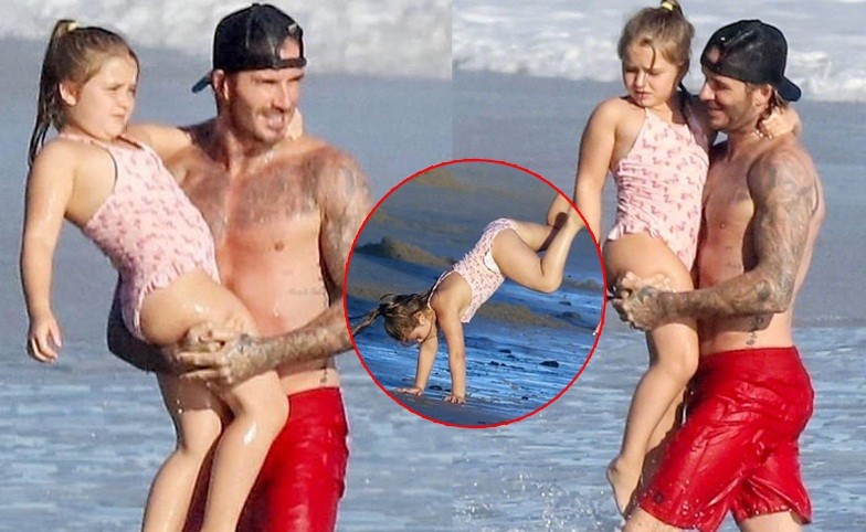 Cô bé Harper 6 tuổi vẫn được bố David Beckham bế bồng