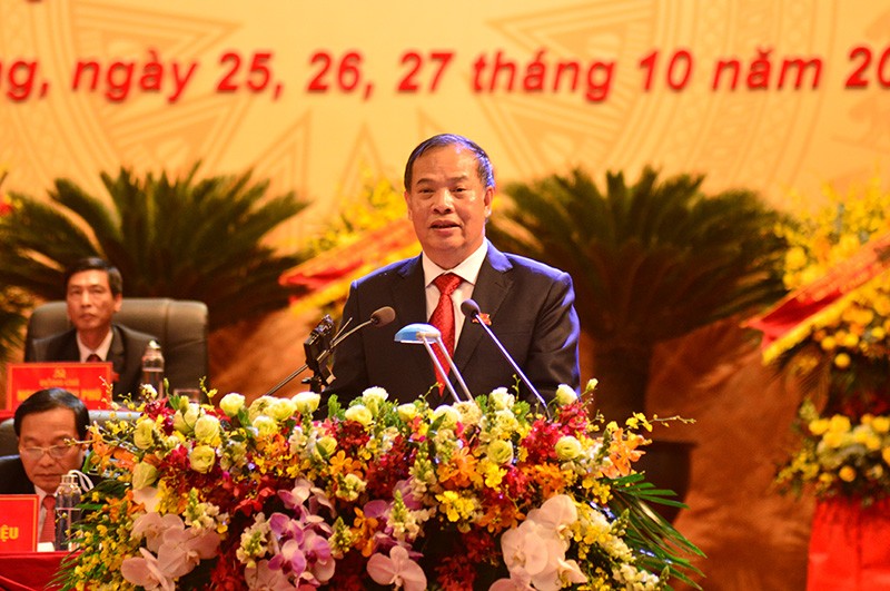 Đồng chí Nguyễn Mạnh Hiển, Ủy viên Trung ương Đảng, Bí thư Tỉnh ủy khóa XVI phát biểu khai mạc Đại hội.