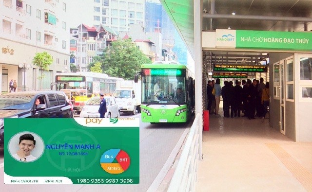 Thẻ xe buýt điện tử (ảnh nhỏ) cho nhiều loại hình VTCC sẽ được sử dụng đầu tiên cho tuyến buýt BRT từ 1/10 tới. Ảnh: A.Trọng 