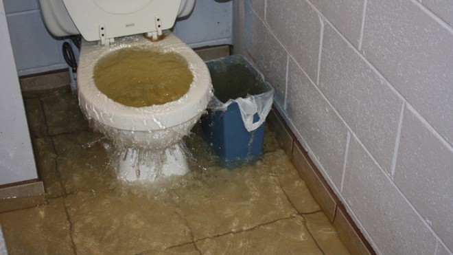 Gây lụt nhà vệ sinh vì tìm điện thoại di động