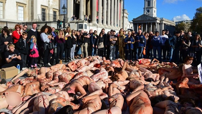 Gần 100 người bán nude kêu gọi không ăn thịt