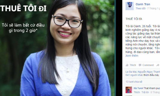 Cô giáo Trần Thị Oanh chia sẻ kế hoạch "thuê tôi đi" vì trẻ em vùng cao trên trang facebook cá nhân của mình