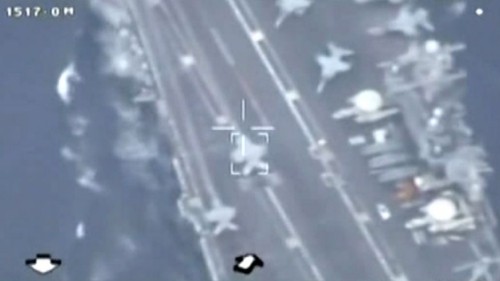  Hình ảnh Iran cho là chụp tàu sân bay Mỹ từ UAV. Ảnh: SkyNews