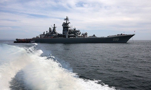 Tàu tuần dương hạt nhân hạng nặng Peter Đại đế của Nga. Ảnh: Sputnik