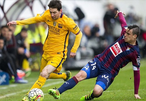 Messi có được cú đúp, qua đó nâng thành tích từ đầu mùa Liga lên 21 bàn. Ảnh: Reuters