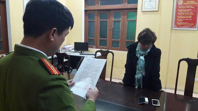 Bị can Nguyễn Thị Thu tại cơ quan điều tra