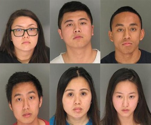 Từ trái sang, từ trên xuống: Mariah Dremel, Benny Liu, Cesar Casil, Nathan Tieu, Hoai Nguyen và Cecilie Le. Ảnh: Santa Cruz Police Department