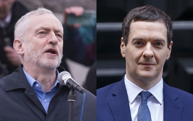 Bộ trưởng Tài chính George Osborne (phải) và lãnh đạo đảng Lao động đối lập Jeremy Corbyn. (Ảnh: AFP)