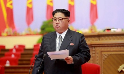 Lãnh đạo Triều Tiên Km Jong-un trong Đại hội Đảng. Ảnh: AFP