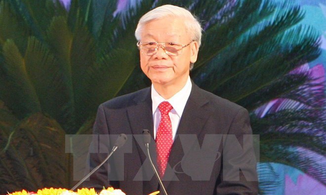 Tổng Bí thư Nguyễn Phú Trọng giữ chức Bí thư Quân ủy Trung ương. (Ảnh: Thống Nhất/TTXVN)