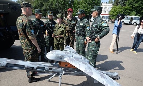 Cuộc tập trận có sự tham gia của lực lượng Cảnh sát Vũ trang Nhân dân Trung Quốc và Vệ binh Quốc gia Nga. Ảnh: Sputnik