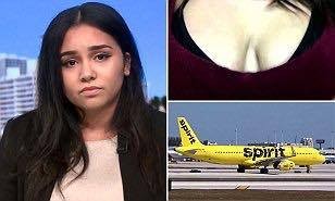 Nữ hành khách bị tố cáo ăn mặc quá hở hang, lộ ngực và bị đuổi xuống máy bay. Ảnh: Local 10.