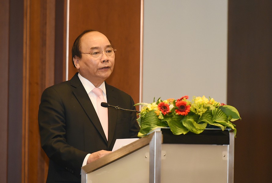 Thủ tướng Nguyễn Xuân Phúc phát biểu tại Diễn đàn Doanh nghiệp Việt Nam - Đức.