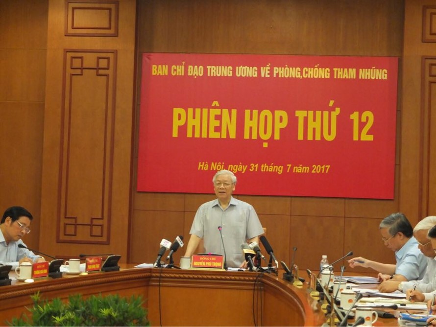Tổng Bí thư Nguyễn Phú Trọng chủ trì phiên họp thứ 12 Ban Chi đạo T.Ư về PCTN (ảnh T.H)