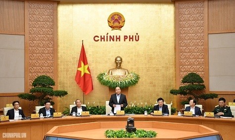 Thủ tướng Nguyễn Xuân Phúc phát biểu tại phiên họp Chính phủ thường kỳ (ảnh N.H)