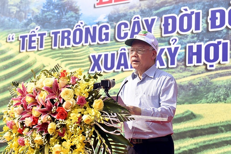 Tổng Bí thư, Chủ tịch nước Nguyễn Phú Trọng phát biểu tại Lễ phát động Tết trồng cây (ảnh N.B)