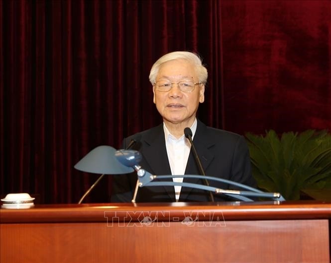 Tổng Bí thư, Chủ tịch nước Nguyễn Phú Trọng phát biểu tại hội nghị (ảnh TTXVN)