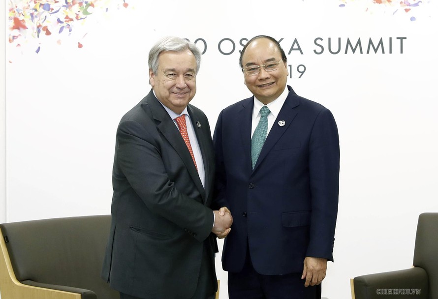 Thủ tướng Nguyễn Xuân Phúc và Tổng thư ký Liên hợp quốc Antonio Guterres. 