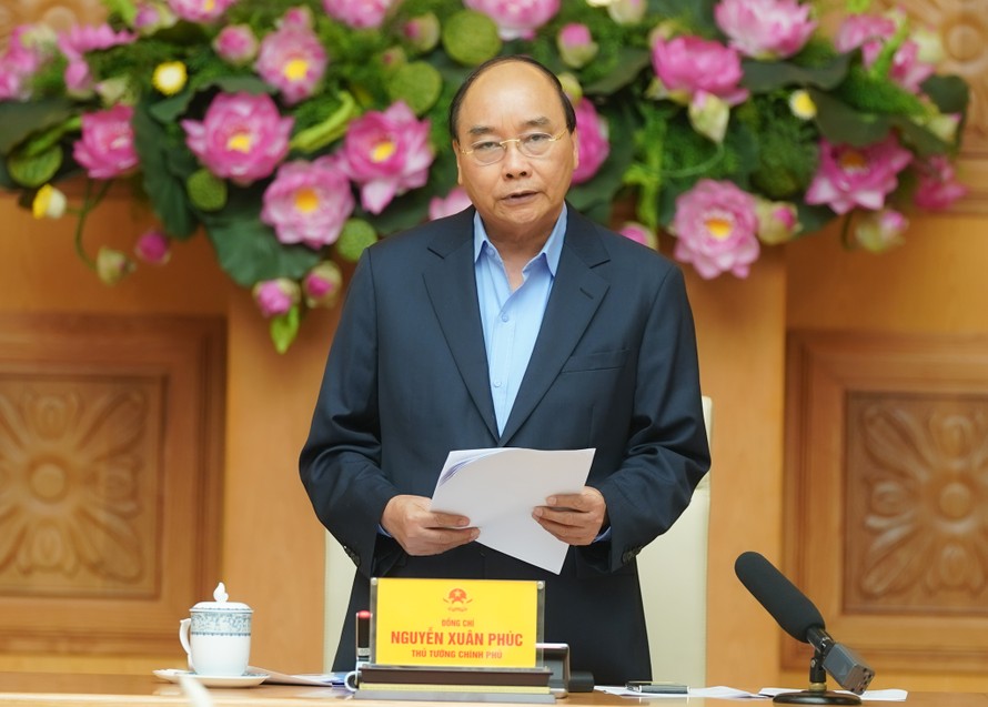 Thủ tướng Nguyễn Xuân Phúc phát biểu tại cuộc họp của Thường trực Chính phủ. Ảnh: Q.H