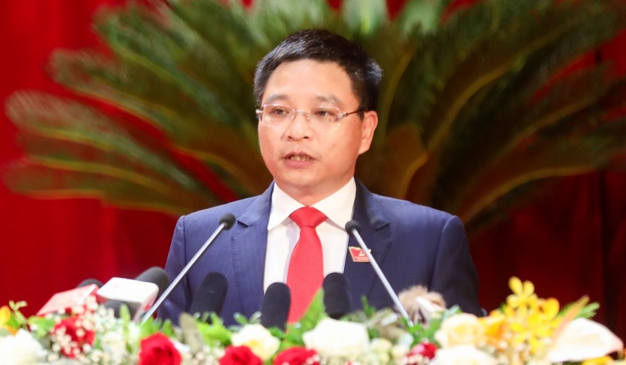Phó bí thư, Chủ tịch UBND tỉnh Quảng Ninh Nguyễn Văn Thắng phát biểu khai mạc đại hội Đảng bộ Tỉnh Quảng Ninh