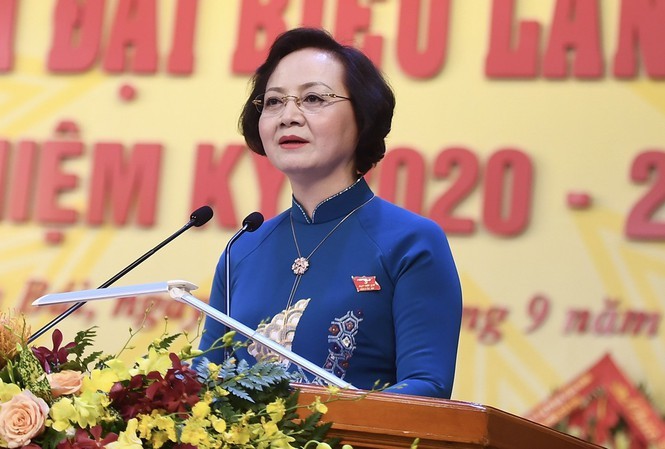 Bà Phạm Thị Thanh Trà, Phó Trưởng Ban Tổ chức Trung ương kiêm nhiệm.