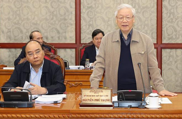 Tổng Bí thư, Chủ tịch nước Nguyễn Phú Trọng phát biểu tại cuộc họp Bộ Chính trị. Ảnh: TTXVN