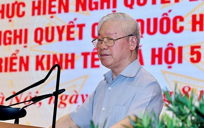 Tổng Bí thư Nguyễn Phú Trọng phát biểu tại hội nghị (ảnh Nhật Minh)