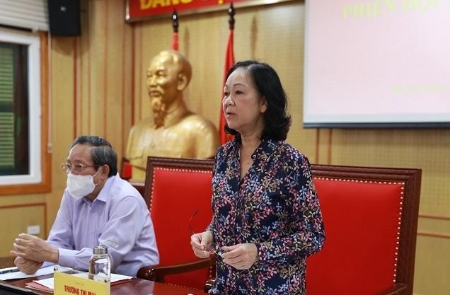 Trưởng Ban Tổ chức T.Ư Trương Thị Mai chủ trì phiên họp (ảnh XDĐ)