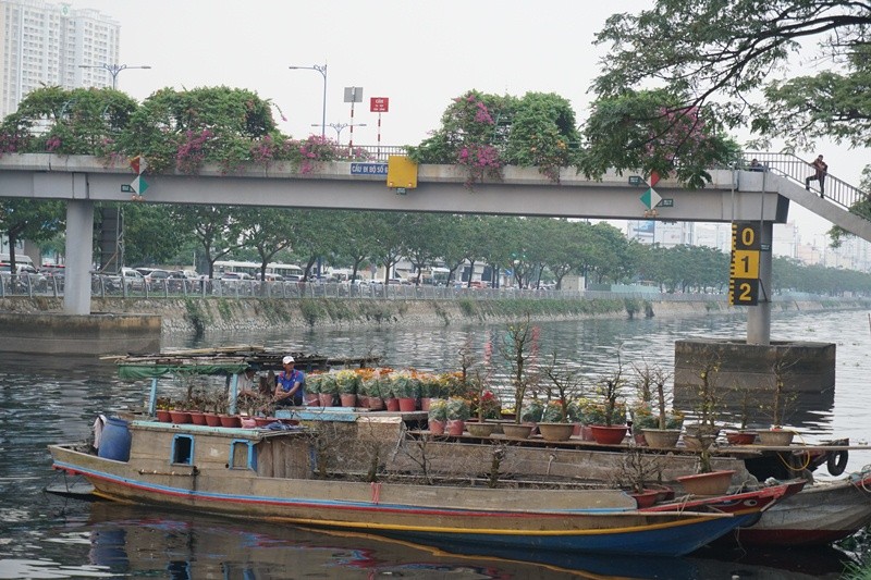 Nhìn gần chợ hoa xuân 'trên bến dưới thuyền' ở Sài Gòn