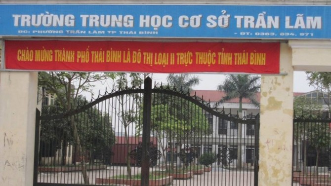 Trường THCS Trần Lãm, nơi xảy ra sự việc đau lòng