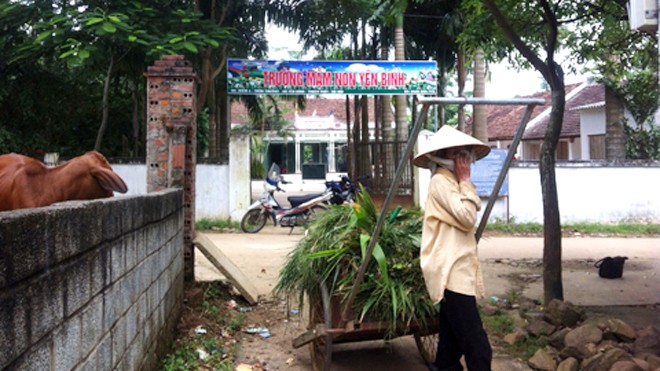 Điểm trường mầm non xã Yên Bình phải mượn Nhà văn hóa thôn Thuống từ nhiều năm nay