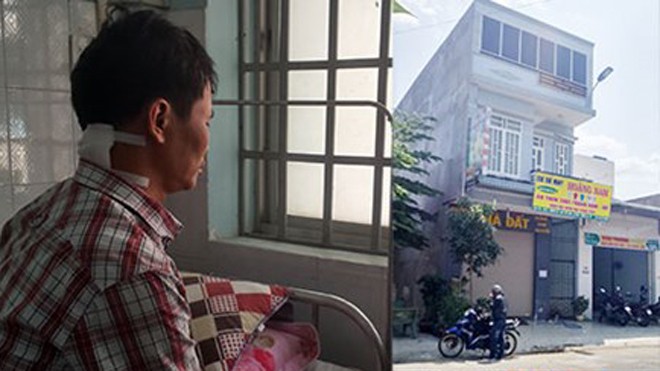 Ngôi nhà nơi xảy ra vụ án (ảnh phải) và nạn nhân Nguyễn Văn Hiểu tại bệnh viện