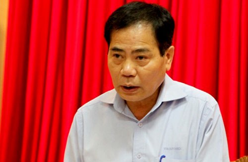 Ông Nguyễn Thế Trung trong cuộc họp báo Thành ủy Hà Nội tháng 5/2014. Ảnh: Phương Sơn